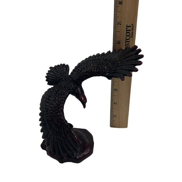 2 Vintage Red Resin Bird Eagle Sculptures Wings Spread - Picture 9 of 11